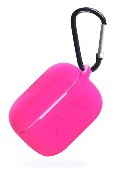 Силиконовый чехол Gurdini Soft Touch с карабином для AirPods Pro ярко-розовый