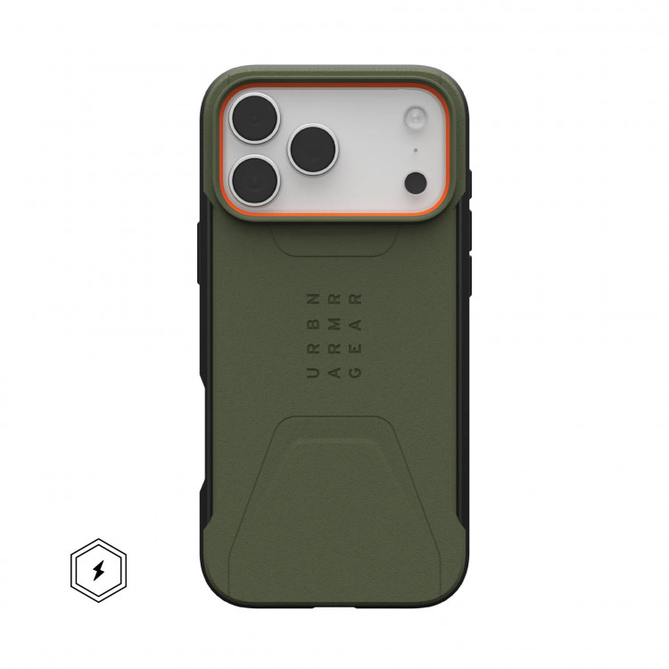 Чехол UAG Civilian для iPhone 18 Pro Max / 17 Pro Max оливковый/оранжевый (Olive/Orange)