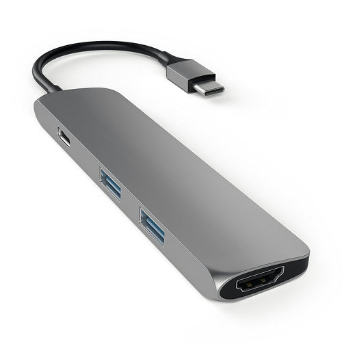 Переходник Satechi Slim Aluminum Type-C Multi-Port Adapter (4K HDMI, сквозной порт питания, 2х USB) серый (ST-CMAM)