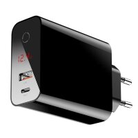 Сетевое зарядное устройство Baseus Speed PPS smart shutdown & Digital Display Type-C + USB чёрное