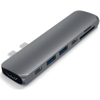 Хаб Satechi Aluminum Type-C Pro Hub Adapter для MacBook Pro (USB-C) серый космос (ST-CMBPM)