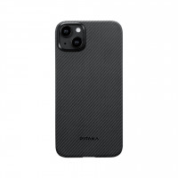 Чехол PITAKA MagEZ Case 4 для iPhone 15 Plus черно-серый узкое плетение 600D Twill (KI1501MA)