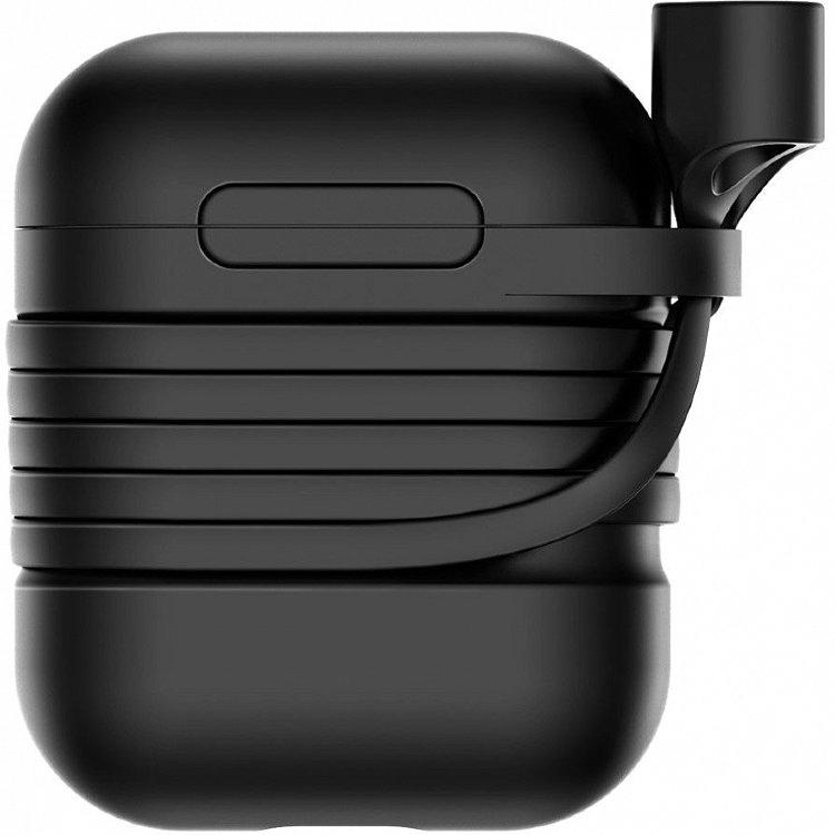 Чехол Baseus Silicone Case с держателем наушников для Airpods чёрный