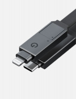 Кабель EnergEa Sheath USB-C to USB-C + Lightning 1 м темно-серый