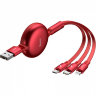 Кабель Baseus Little Octopus 3-in-1 Lightning+USB-C+micro-USB (1,2 метра) красный