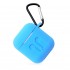 Силиконовый чехол Gurdini Soft Touch с карабином для AirPods голубой