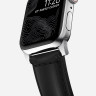 Кожаный ремешок Nomad Traditional Band для Apple Watch 49/45/44/42 мм черный/серебро (Black/Silver) - фото № 4