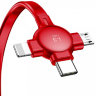 Кабель Baseus Little Octopus 3-in-1 Lightning+USB-C+micro-USB (1 метр) красный - фото № 2