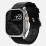Кожаный ремешок Nomad Modern Band для Apple Watch 49/46/45/44 мм черный/серебро (Black/Silver)