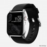Кожаный ремешок Nomad Modern Band для Apple Watch 49/46/45/44 мм черный/серебро (Black/Silver) - фото № 2