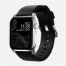 Кожаный ремешок Nomad Modern Band для Apple Watch 49/46/45/44 мм черный/серебро (Black/Silver) - фото № 3