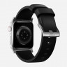 Кожаный ремешок Nomad Modern Band для Apple Watch 49/46/45/44 мм черный/серебро (Black/Silver) - фото № 4