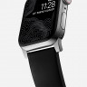 Кожаный ремешок Nomad Modern Band для Apple Watch 49/46/45/44 мм черный/серебро (Black/Silver) - фото № 6
