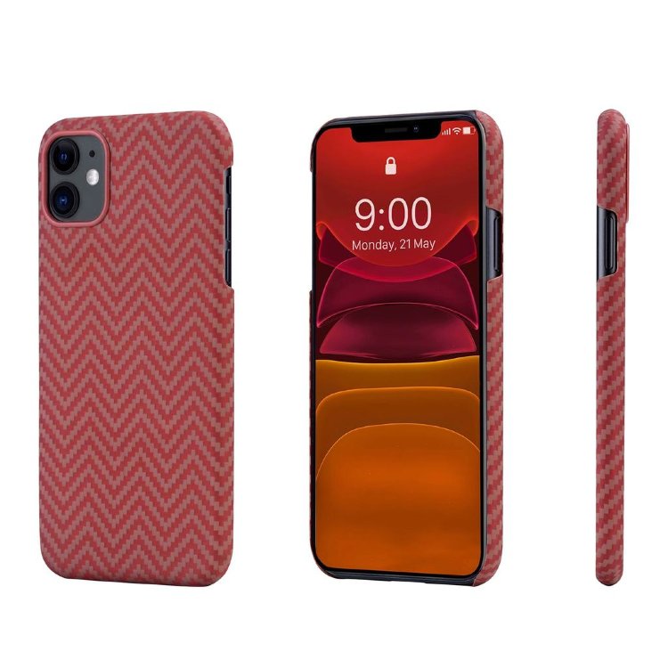 Чехол PITAKA MagEZ Case для iPhone 11 красный карбон ёлочка Herringbone (KI1107R)
