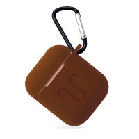 Силиконовый чехол Gurdini Soft Touch с карабином для AirPods коричневый