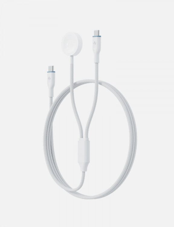 Кабель EnergEa Deuce 2-in-1 USB-C to USB-C with Integrated Watch Charger 1.8 м белый
