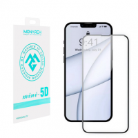 Защитное стекло Monarch для iPhone 13 mini прозрачное, чёрная рамка