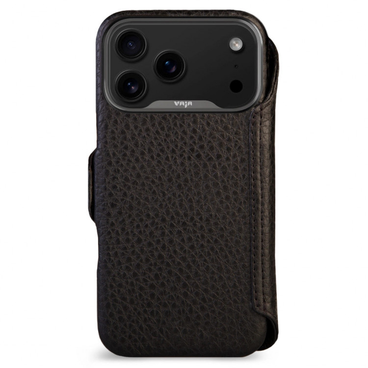 Кожаный чехол-книжка Vaja Wallet V-Mag для iPhone 17 Pro Max черный (Floater Black)