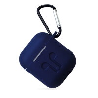 Силиконовый чехол Gurdini Soft Touch с карабином для AirPods тёмно-синий