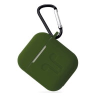 Силиконовый чехол Gurdini Soft Touch с карабином для AirPods зелёный