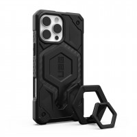 Чехол + подставка UAG Monarch Pro с MagSafe для iPhone 16 Pro Max карбон (Carbon Fiber + Black Ring)