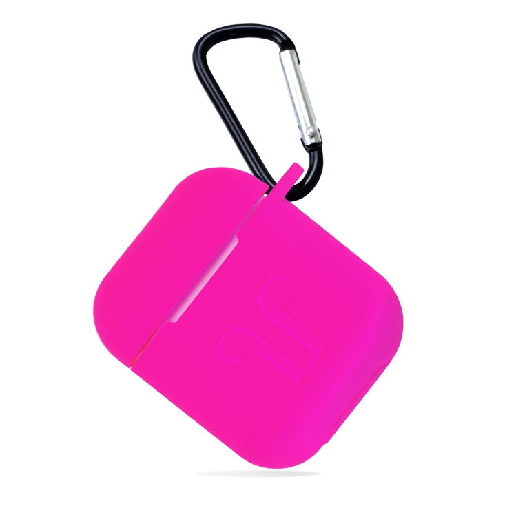 Силиконовый чехол Gurdini Soft Touch с карабином для AirPods ярко-розовый