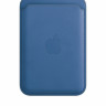Кожаный кошелек для iPhone Leather Wallet с MagSafe синий (Azure Blue)