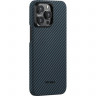 Чехол PITAKA MagEZ Case 4 для iPhone 15 Pro Max черно-синий 1500D Twill (KI1508PM) - фото № 2