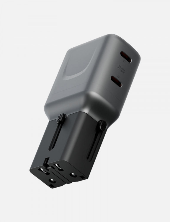 Универсальный сетевой адаптер EnergEa TravelGo Adapter 65 Вт - Gunmetal