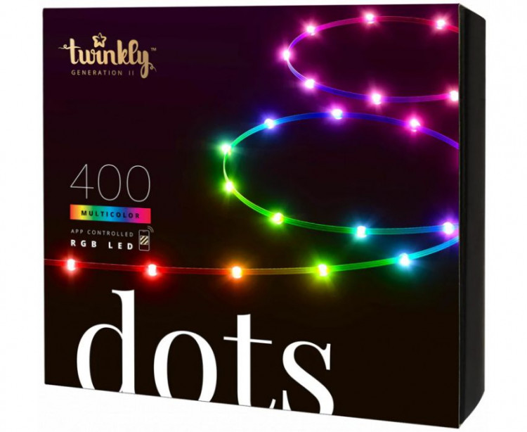 Умная гирлянда Twinkly Dots светодиодная 400 ламп 20 м, прозрачный провод