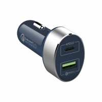 Автомобильное зарядное устройство Momax UC10 Dual USB, Type-C PD синее