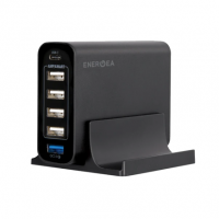 Сетевое зарядное устройство EnergEa PowerHub 6C+ 60 Вт (USB-C, USB-A QC 3.0, 4 USB-A) черное