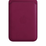 Кожаный кошелек для iPhone Leather Wallet с MagSafe темно-розовый (Rose Red)