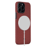 Чехол PITAKA MagEZ Case 2 для iPhone 13 Pro красный карбон ёлочка Herringbone (KI1307P) - фото № 2