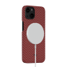 Чехол PITAKA MagEZ Case 2 для iPhone 13 красный карбон ёлочка Herringbone (KI1307M) - фото № 2