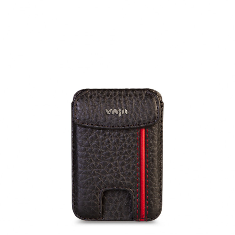 Кожаный магнитный кошелек Vaja V-Mag Mini Wallet черный/красный (GTR Floater Black and Rosso)