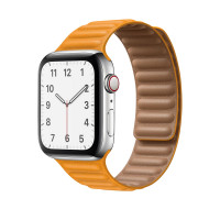 Ремешок Gurdini Leather Link для Apple Watch 42/44/45/49 мм оранжевый (Califorina Poppy)
