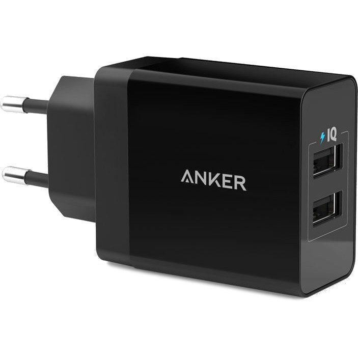 Сетевое зарядное устройство Anker PowerPort 2 24W чёрное