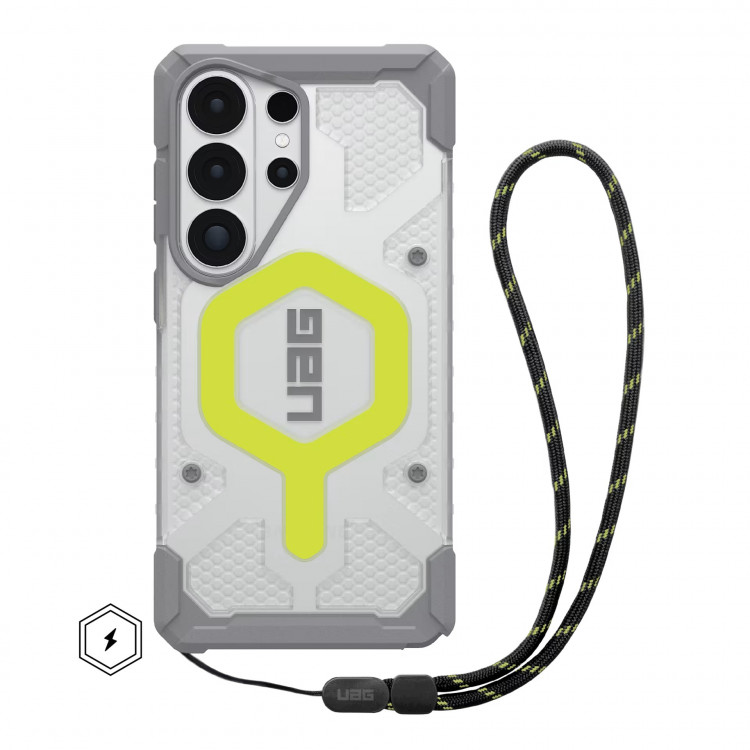 Чехол + ремешок UAG Pathfinder Clear для Samsung Galaxy S26 Ultra неон (Active Neon Case + Black Neon Lanyard)