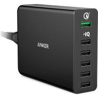 Сетевое зарядное устройство Anker PowerPort+ 6 USB Quick Charge 3.0 чёрное