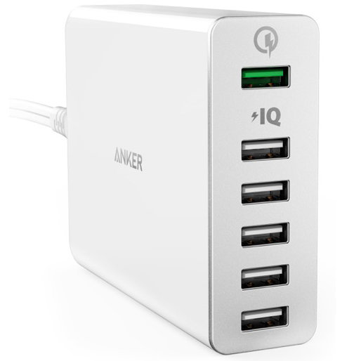 Сетевое зарядное устройство Anker PowerPort+ 6 USB Quick Charge 3.0 белое