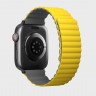 Силиконовый ремешок Uniq Revix для Apple Watch 42/44/45 мм желтый/серый - фото № 3