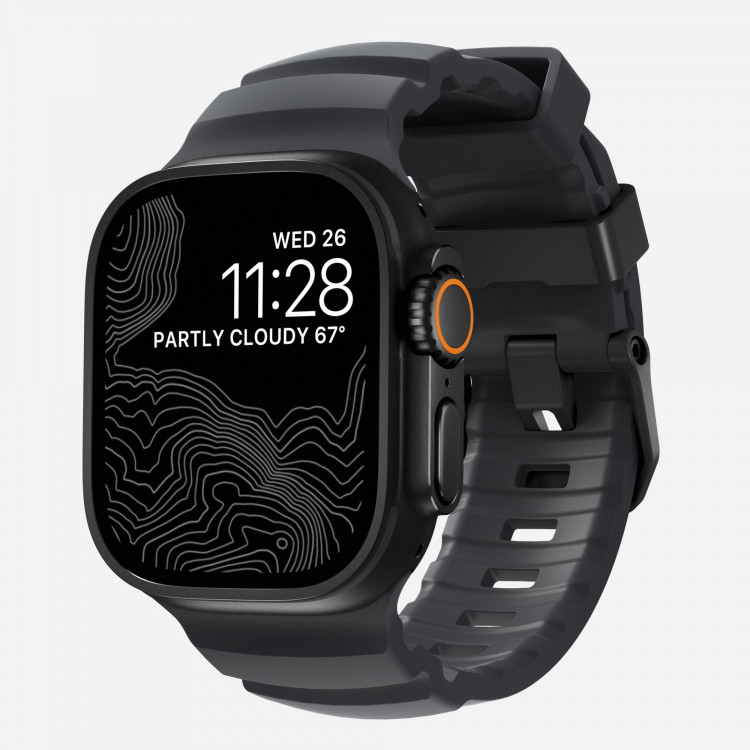 Ремешок Nomad Rocky Point Band для Apple Watch 49/46/45/44 мм серый/черный (Storm/Black)