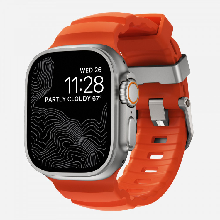 Ремешок Nomad Rocky Point Band для Apple Watch 49/46/45/44 мм оранжевый/титан (Magma/Natural)