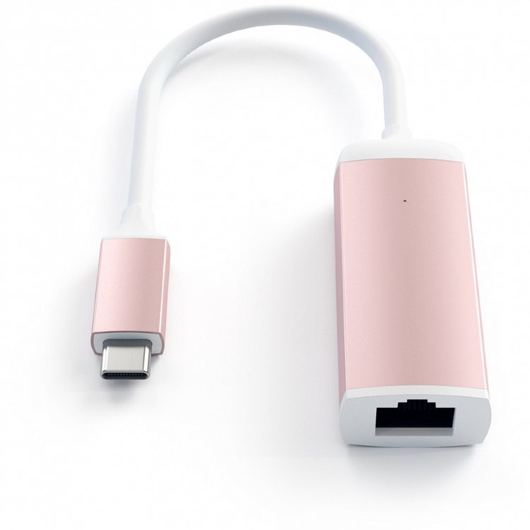 Адаптер Satechi USB Type-C to Ethernet Adapter (ST-TCENR) розовое золото