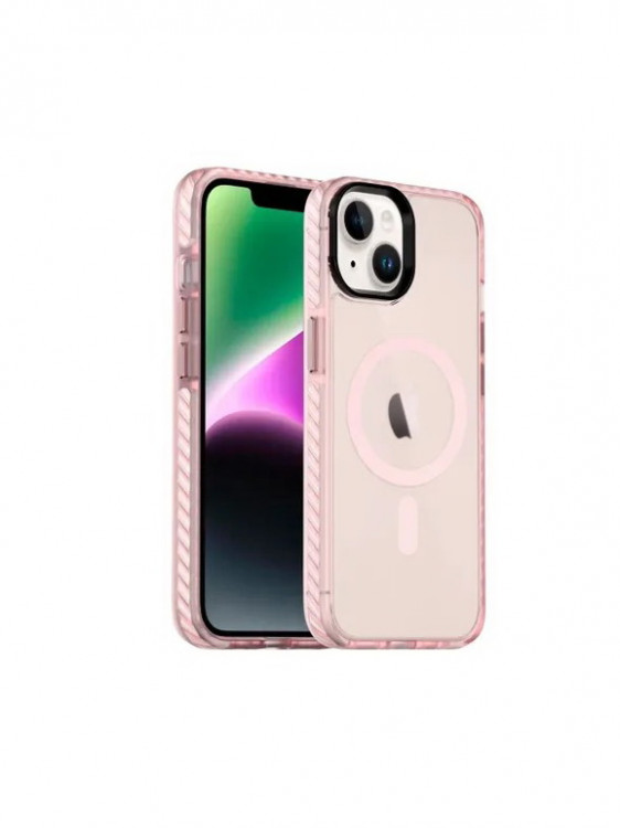 Чехол Gurdini Nano с MagSafe для iPhone 15 Plus розовый
