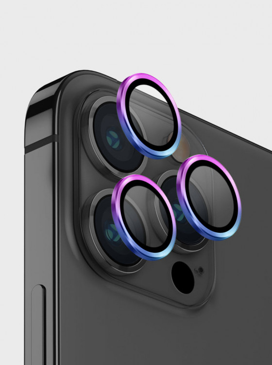 Защита объектива камеры Uniq Optix Lens Protector для iPhone 14 Pro / 14 Pro Max с переливами (Iridescent)
