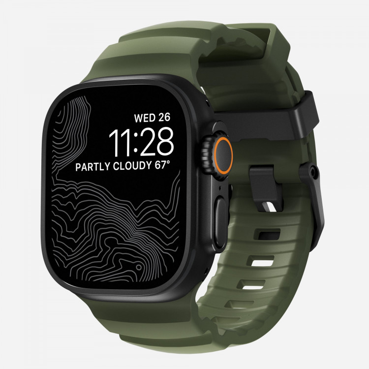Ремешок Nomad Rocky Point Band для Apple Watch 49/46/45/44 мм зеленый/черный (Forest/Black)