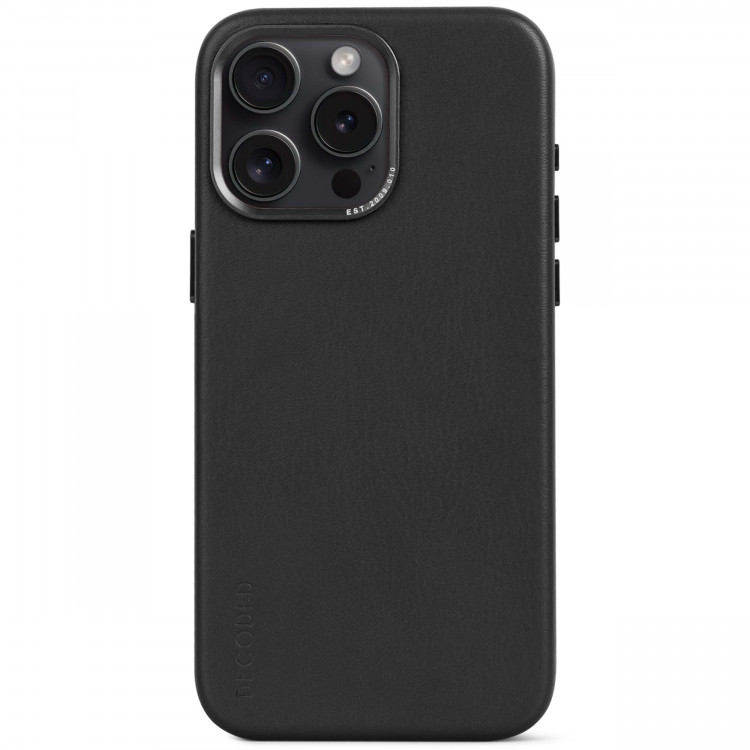Чехол Decoded Leather Back Cover с MagSafe для iPhone 15 Pro Max черный (Black)