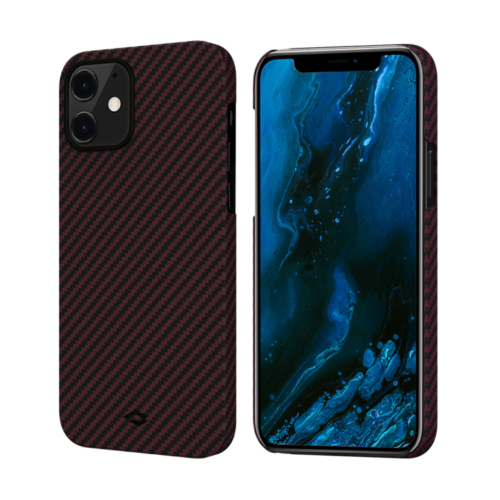 Чехол PITAKA MagEZ Case для iPhone 12 mini бордовый карбон - Twill (KI1203)